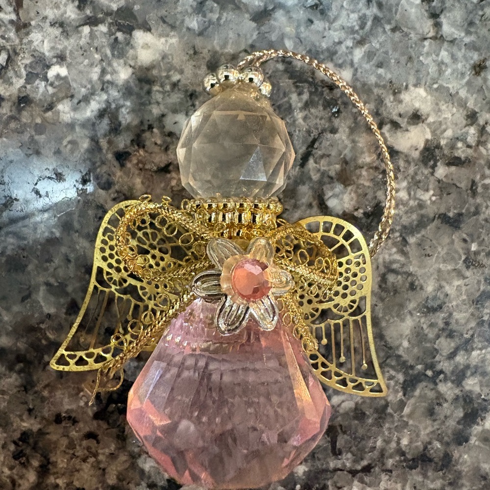 Elegant Gold and Pink Angel Ornament